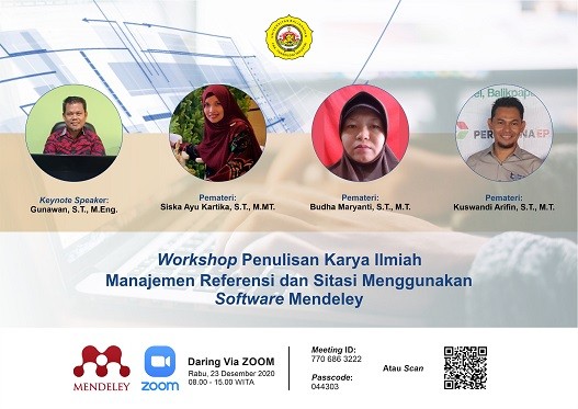 Workshop Penulisan Karya Ilmiah, Manajemen Referensi dan Sitasi menggunakan Software Mendeley (gelombang I) TA 2020-2021